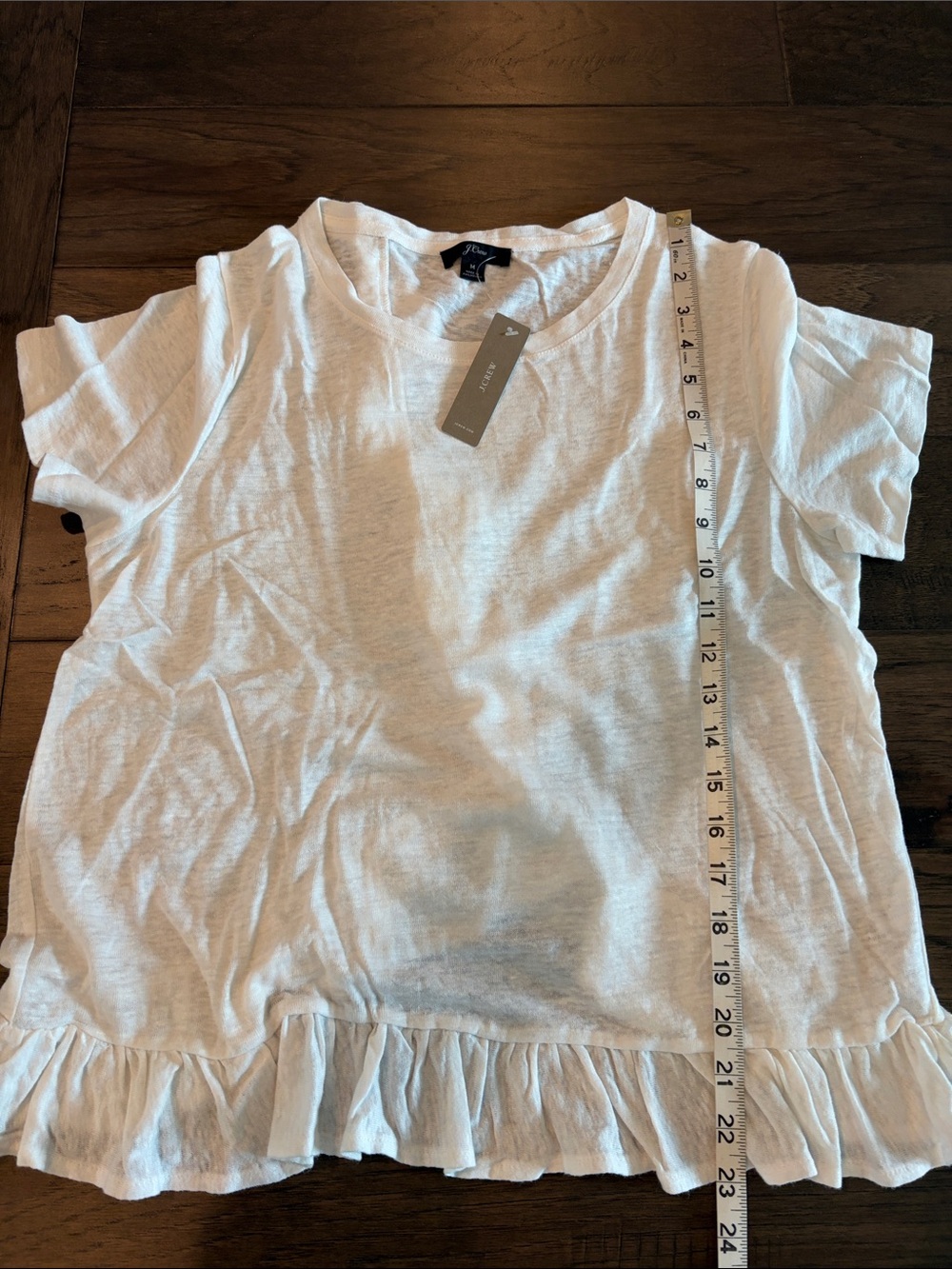 New With Tags JCrew Ruffle White Linen Tee Sz M - Picture 6 of 6